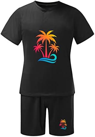 חליפות גברים BMISEGM Mens Slim Fit גברים תלבושת קיץ חוף חוף שרוול קצר חולצה מודפס