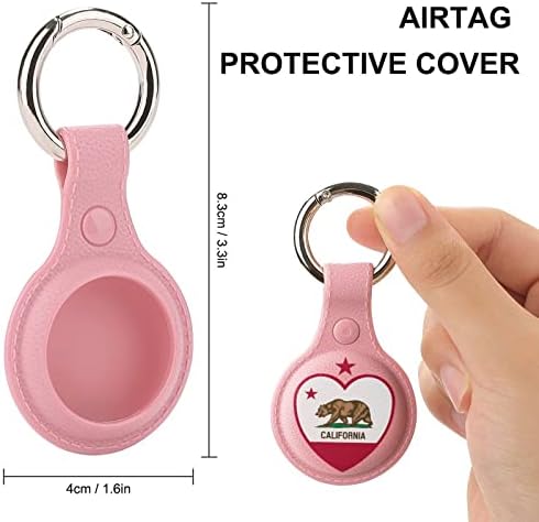 קליפורניה דגל לב מגן מקרה תואם עבור איירטאג אנטי אבוד איתור מחזיק עם מפתח טבעת עבור ארנק צווארון מטען חתול