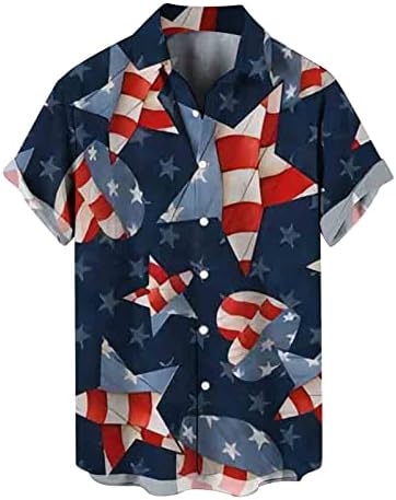 גברים מקרית כפתור למטה חולצות יום העצמאות דגל 3 ד מודפס קרדיגן מזדמן קצר שרוול חולצה שרוול כפתור