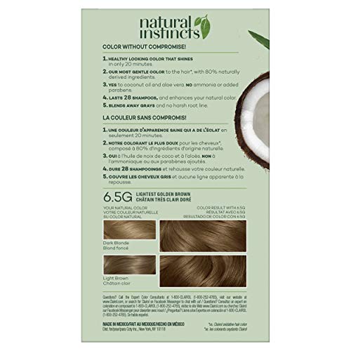 קליירול טבעי אינסטינקטים דמי-קבוע שיער צבע, 6.5 גרם הקל זהב חום שיער צבע, חבילה של 3