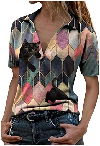 טרנדי מקרית קצר שרוול חולצות לנשים צוות צוואר אופנה קיץ בתוספת גודל חולצות לנשימה מודפס