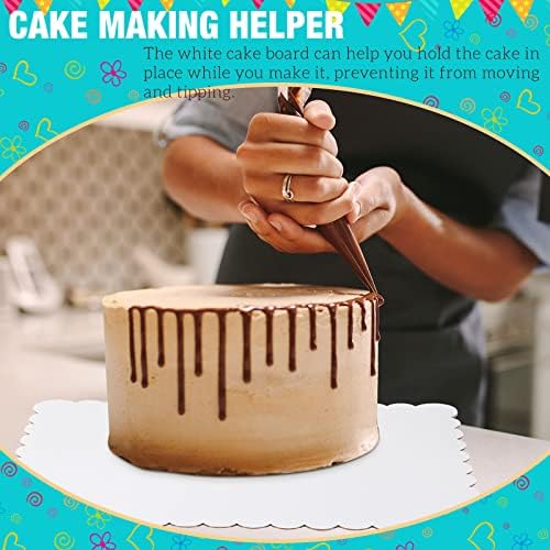 50 יחידות מלבן עוגת לוח חד פעמי קרטון עוגת בסיסי גריז הוכחת עוגת צלחת מסולסל קצה גלי לבן עוגות קינוח ומאפה