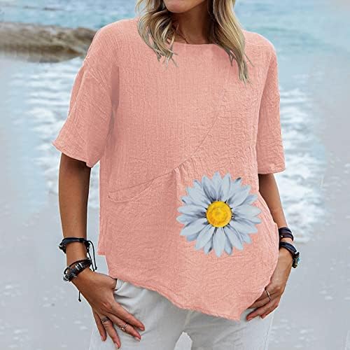 מקרית חולצות לנשים קיץ נשים הדפסת צוות צוואר חולצות קצר שרוול כותנה טי גדול טי חולצות עבור