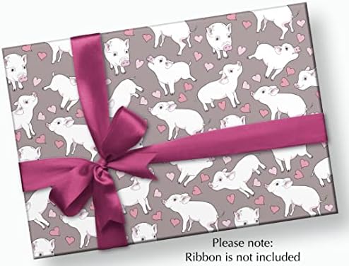 לבבות מסיבת סטשה וחזירים מתנת יום האהבה עטיפת נייר מקופלת שטוחה 30 על 20 אינץ