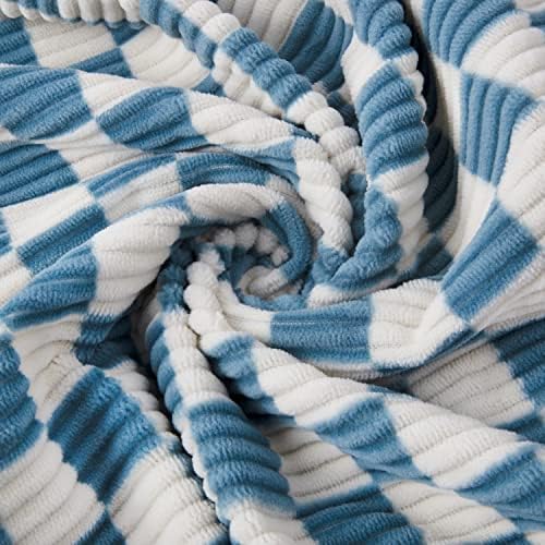 Beilimu Sailky Satin שמיכה לתינוקות + פס 3D Gingham Corduroy שמיכה לתינוקות לבנים בנות אפור כחול 30