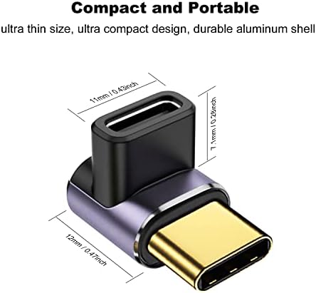 ARME 90 מעלות USB-C זכר ל- USB-C מתאם נקבה, סוג C למעלה ולמטה זווית ימנית 40 ג'יגה-ביט לשנייה