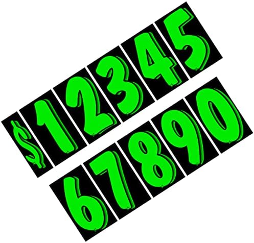 Versa-TAGS 7.5 מדבקות מספר ויניל שחור/ירוק 11 תריסר תמחור של השמשה הקדמית וחפיסה אחת של כל אחת
