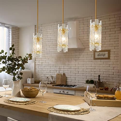 מודרני קריסטל תליון תאורת זהב תליון אורות מיני זכוכית נברשות, מתכוונן תליון אור קבועה עבור מטבח אי חדר שינה סלון