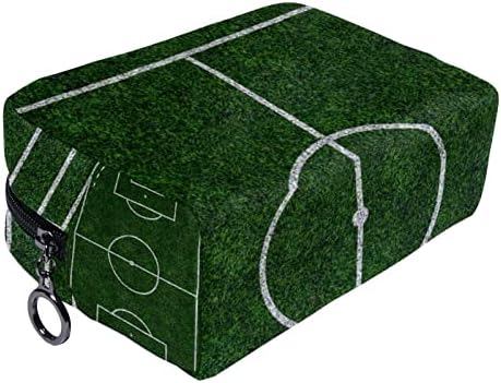 תיק טיול טיול תלייה, מארגן איפור נייד, מחזיק קוסמטיקה למברשות מברשות, דפוס מגרש כדורגל ירוק