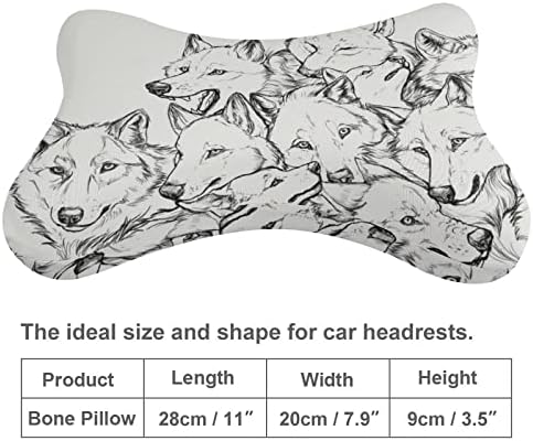 זאבים מתוקים כרית צוואר רכב משפחתית של 2 כריות משענת ראש אוטומטית בצורת עצם