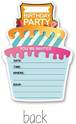 העוגה הזמנות למסיבת יום הולדת עם מעטפות, 20 הזמנות בצורת עוגה נערות מסיבת מקלחת תינוקות יום הולדת