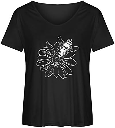 חולצות טשטוש מזדמנים לנשים, טיז גרפי של פרח חיננית שרוול קצר חולצה מעוררת השראה צמרות קיץ מזדמנים