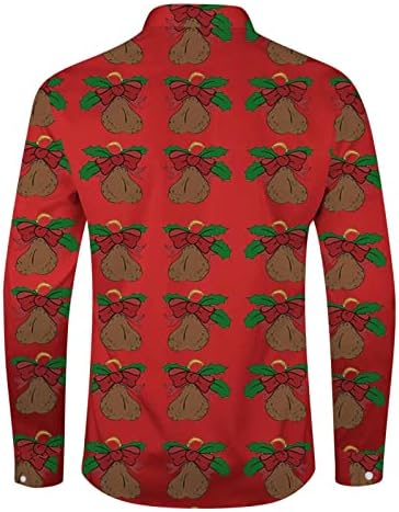 Dsodan חג המולד כפתור מזדמן מטה חולצות לגברים שרוול ארוך צווארון צוואר צוואר צווארון חולצה מעצבת גרפית מצחיקה