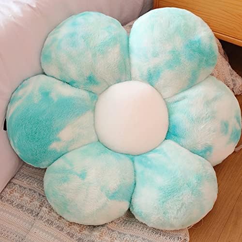 כרית רצפה בצורת פרח כחול בצורת כרית, כרית ישיבה של פרח קטיפה לילדים זורקת כרית לקריאה ולכרית נוחה, קוטר 25