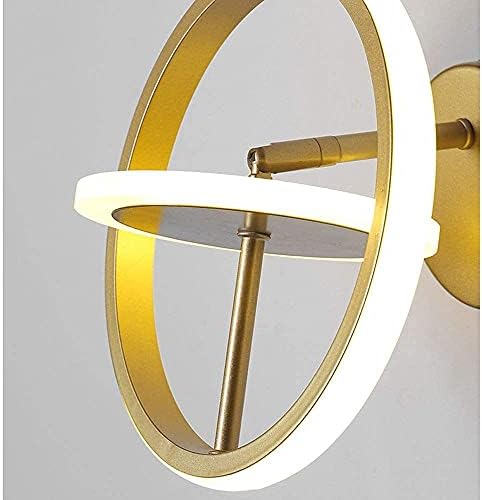 מנורת קיר לד מודרנית פשוטה מתכת טבעת אקריליק יצירתית 8.6 אינץ ' תאורת אפליקצית קיר גימור מתכוונן דגל זהב