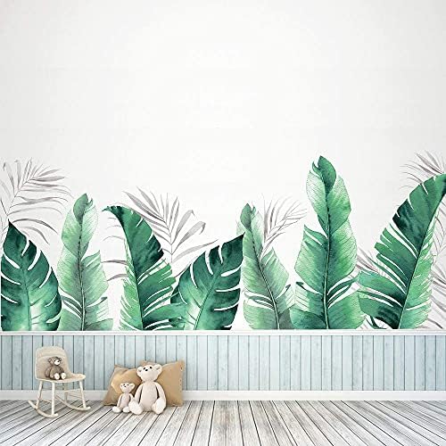 עלים טרופיים מדבקות קיר נשלף ג ' ונגל ירוק כפות ידיים עץ צמח קיר מדבקות לסלון חדר ילדים חדר שינה חדר