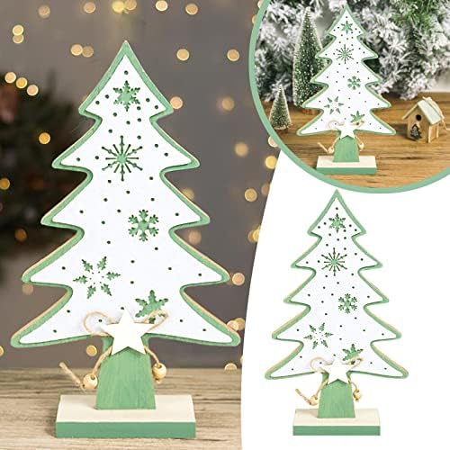 קישוט חג המולד של XIOS 2022 שולחן חג המולד סט פתית שלג מעץ עץ חג המולד קישוטים