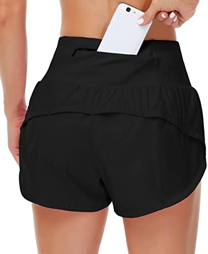 מכנסי ריצה קצרים עם מותניים גבוהים של נשים עם אוגריני עם מכנסי אימון אתלטי יבש מהיר מכנסי רוכסן רוכסן
