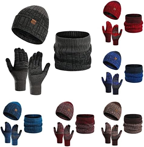 כובע לנשים גברים סתיו וחורף חם צמר כובע צעיף כפפות 3 יחידות רפוי חורף שלג לסרוג כובע כפפות צעיפי סטים