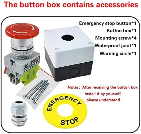 מתג לחיצת לחיצה על עצירה חירום של Dzhtus עם קופסה 22 ממ 1 לא 1 NC 10A 660V קופסה אטומה למים כפתור