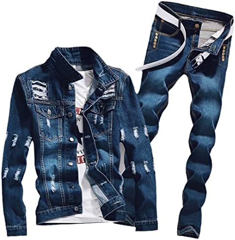 יז-הינאנג ג 'ג'ינס שני חלקים סט קרוע חור קרוע סקי ג'ינס סטים וינטג'