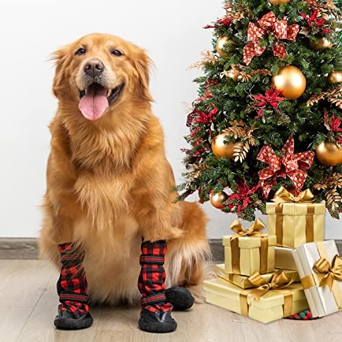 מגפי כלבים של JVVGPET לכלבים גדולים בינוניים - נעלי כלבים חמות בחורף להליכה על טיולים רגליים - אטום