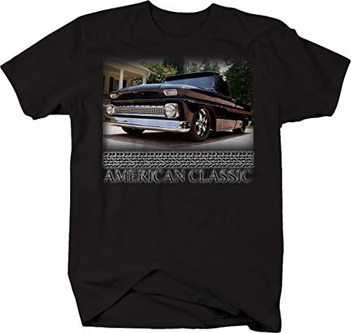 מכונית שרירים קלאסית אמריקאית C10 משאית שחור וכרום 1960-66 חולצת טריקו לגברים