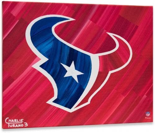 טקסנים של יוסטון 16 x 20 לוגו עם גלריית רקע מופשטת אדומה עטופה זיקת מעוטרת - אמנות והדפסים מקוריים של NFL