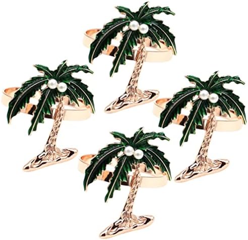 4 יחידות הוואי דקל עץ מפיות טבעות נר טבעת מפית מחזיק מפיות אבזם מגבות קליפ קשרי למסיבות חתונות מפגשים משפחתיים