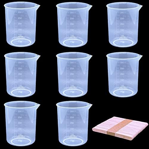 9 מארז כוסות פלסטיק, 300 מ ל/10.1 עוז אפוקסי ערבוב כוסות, פלסטיק בוגר כוס ברור כוס מדידה עם 50 יחידות