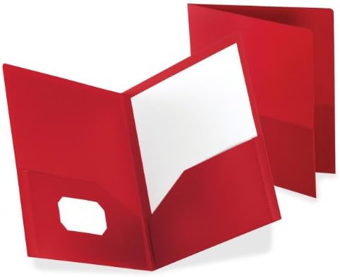 אוקספורד פולי שני כיס תיקיות, אדום, מכתב גודל, 25 בקרטון,