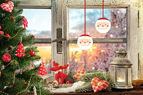 סנטה קלאוס חיוך פנים עגול קרמיקה קישוטי החג שמח חמוד סנטה תליית קישוט כפול צדדי הדפסת חג המולד עץ קישוטים
