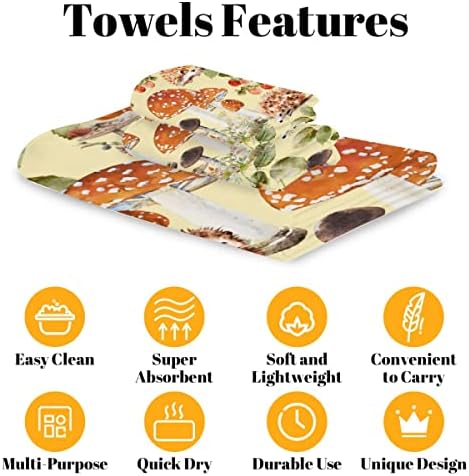 קומוקוטן קיפוד פטריות סט אמבטיה סט מגבות 3 חלקים, כולל מגבת רחצה, מגבת יד ומטלית כביסה, מגבת חוף