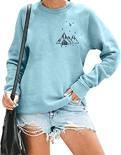 סווטשירט קמפינג של Mousya לנשים שרוול ארוך הר ארוך הדפסת חולצה גרפית חולצת טיולים חולצה חולצה