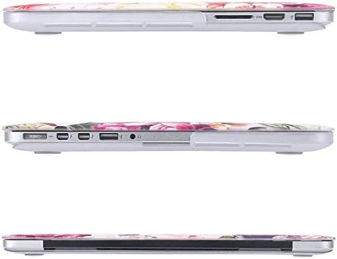 Mosiso תואם למארז MacBook Pro 15 אינץ 'עם תצוגת רשתית, עלי ורדים מפלסטיק פגזים קשים ומגן מקלדת ומגן מסך,