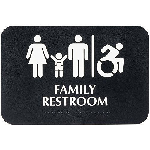ADA Family/Highicap שלט שירותים נגישים עם ברייל, צלחת דלת שירותים למסעדה עסקית, 9 x 6