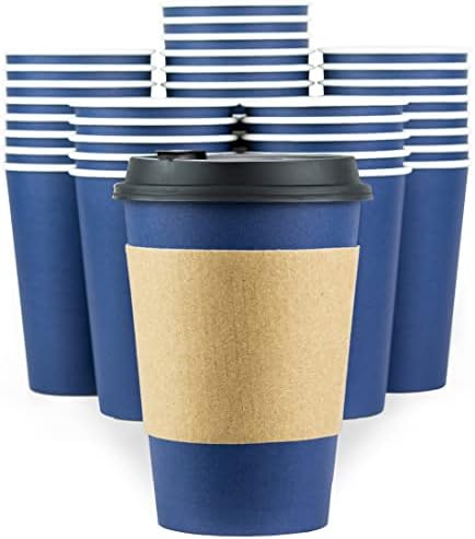 כוסות קפה חד פעמיות עם מכסים-12 אונקיות לכוס קפה . גדול נסיעות כוסות להחזיק צורת עם חם וקר משקאות,
