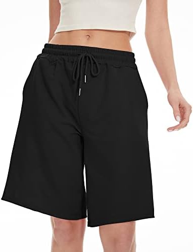 FAYLR נשים ברמודה מכנסיים קצרים אורך ברך שרוך מכה מזדמנים של קיץ רופף מכנסי זיעה קצרים עם כיסים