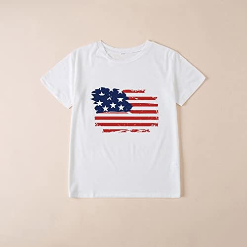 חולצה פטריוטית של בנות הדפסים דגל אמריקאי חולצה תינוקת תינוקת עליונה שרוול קצר יום עצמאות עליון יום קיץ