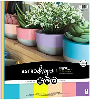 Astrodesigns Cartstock, 12 x 12, 65 £/176 GSM, 6 צבעים פרחים ופריחה מבחר, 84 גיליונות