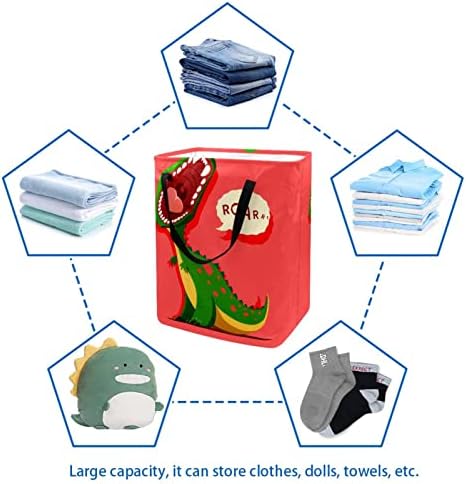 סל כביסה מתקפל בהדפס דינוזאור, סלי כביסה עמידים למים 60 ליטר אחסון צעצועי כביסה לחדר שינה בחדר