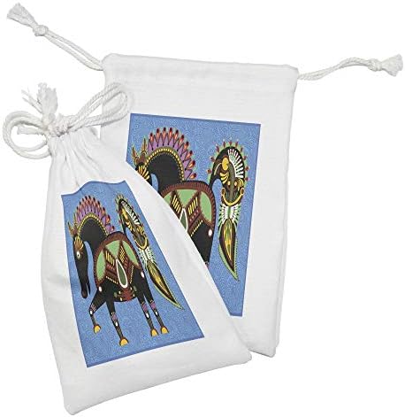 ערכת כיס אתני של אמבסון בדים אתני של 2, חיה סוס פולקלורית עם מסורת תרבות אוקראינה קישוטים בוהו גרפיקה,