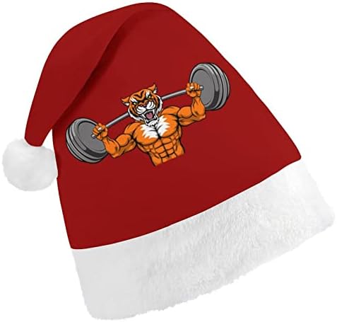נמר משקל הרמת משקולת חג המולד כובע רך קטיפה סנטה כובע מצחיק כפה עבור חג המולד לשנה חדשה חגיגי מפלגה