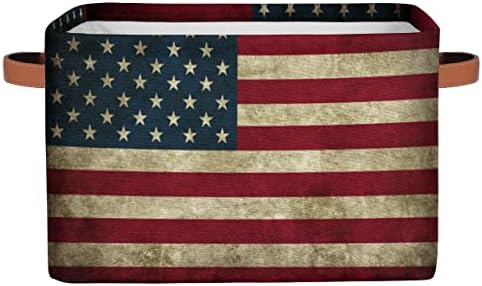 דגל ארהב של סל האחסון האמריקני, פחי אחסון גדולים לארגונים מתקפלים למדפים, קופסאות אחסון של קוביות בד יציבות