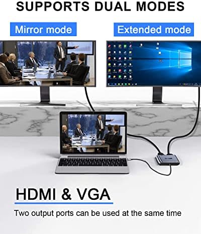 מתאם USB C ל- VGA HDMI Multiport מתאם, רכזת USB C, עם יציאת VGA של 4K HDMI, משלוח חשמל של 100 וואט, יציאת