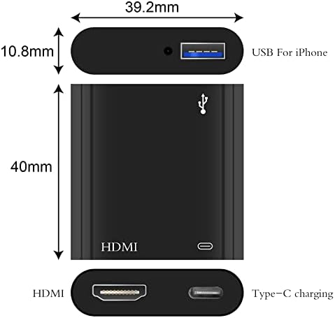 מתאם Hiebee USB C ל- HDMI, USB C Digital AV AV מתאם 1080p וידאו ושמע מסך סינכרון iPhone למתאם HDMI