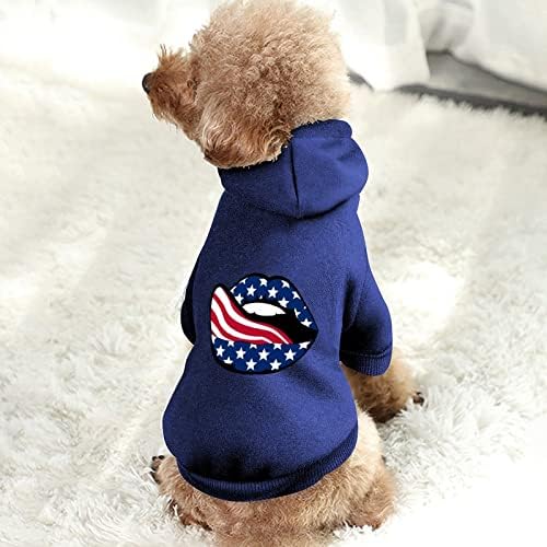 דגל אמריקאי שפתיים בגדי כלבים קפוצ'ונים של חיות מחמד חורפי סווטשירטים כלבים חמים לכלבים בינוניים