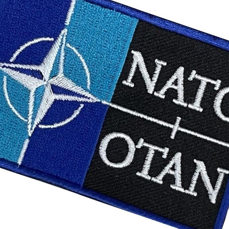 סיכת לוגו A-One + תיקון סמל דגל נאטו 2 PC חבילה, סיכת דש לאביזר חליפה, תיקון סגנון צבאי מס '424p
