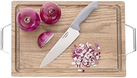 מסעדה קומפי גריפ 8 אינץ שף של סכין, 1 חד מטבח סכין - ארגונומי ידית, החלקה אחיזה, אפור נירוסטה לבשל