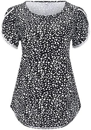 חג חולצות לנשים 2023, קיץ חולצות חולצות מקרית לפרוע קצר שרוול למעלה עגול צוואר טוניקת טי למעלה